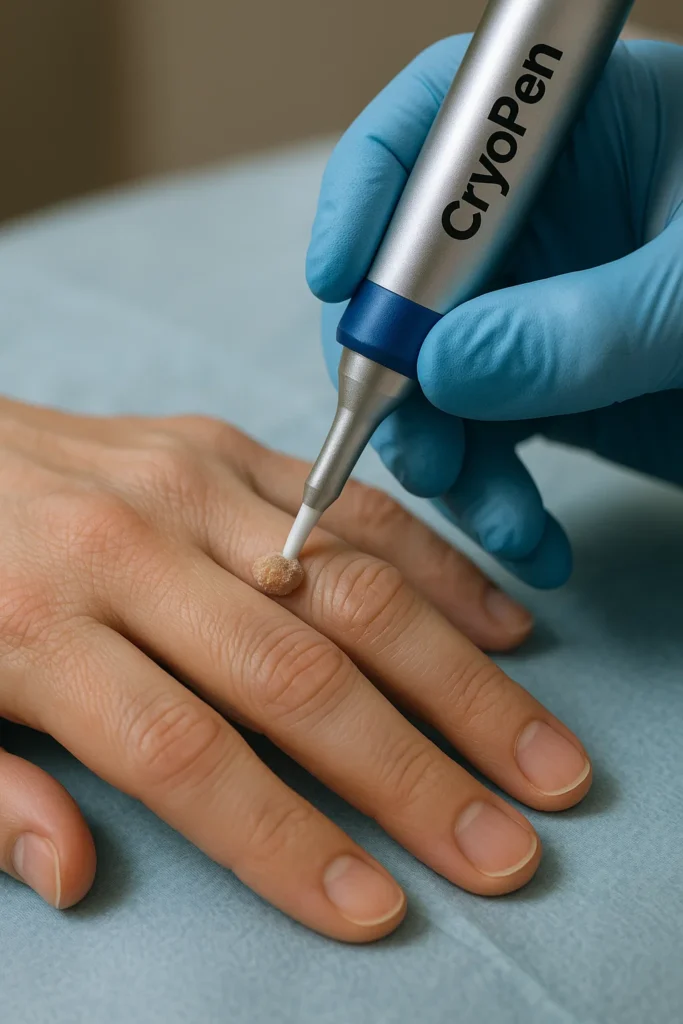 example of cryopen wart removal Perivale treatment on a persons finger
