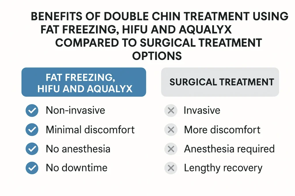 Graphic about the benefits of double chin treatment Perivale - from LA LIPO
