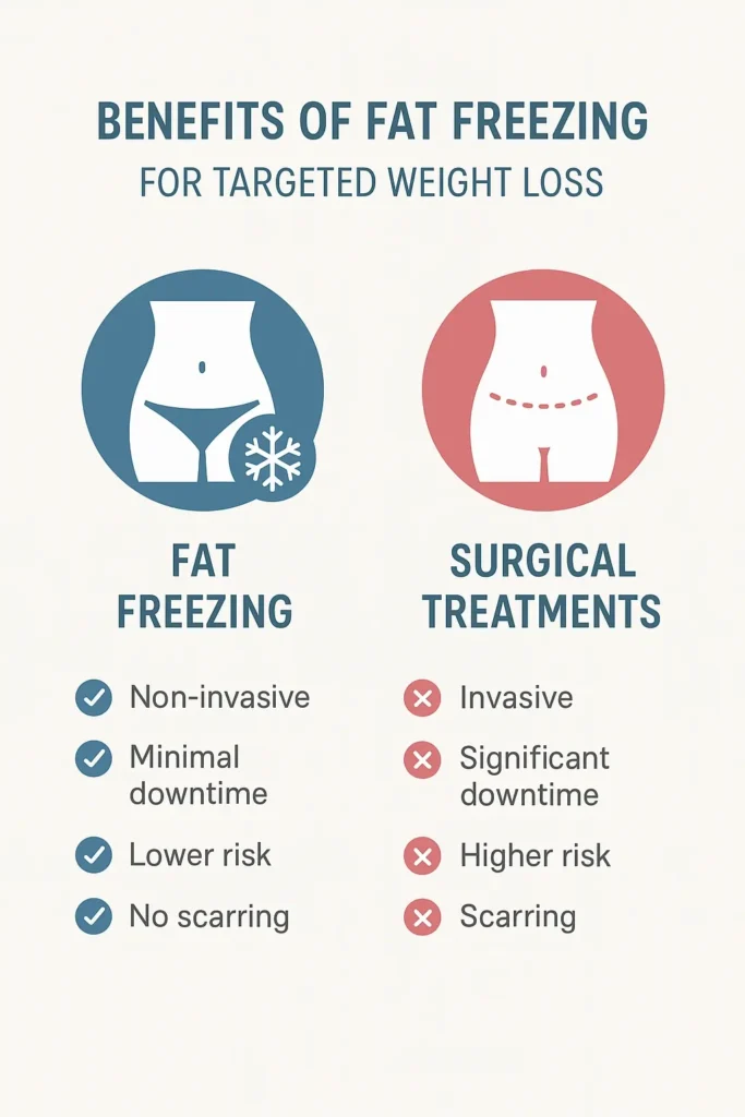 graphic showing the benefits of fat freezing Perivale